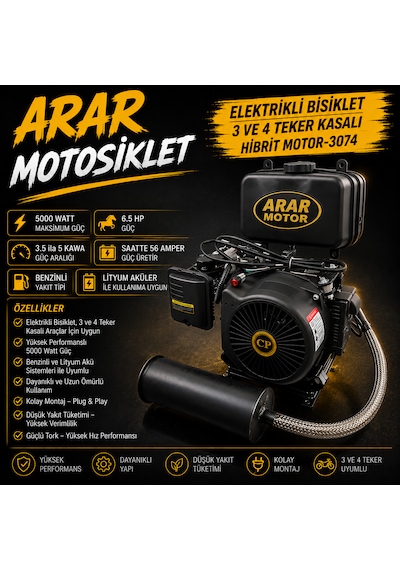 Elektrikli Bisiklet 3 Ve 4 Teker Kasalı Hibrit Motor-3074 5000w