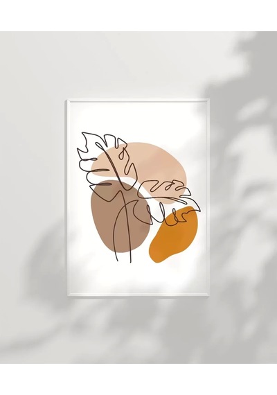 Çerçevesiz Poster Çizgisel Bitki No 2