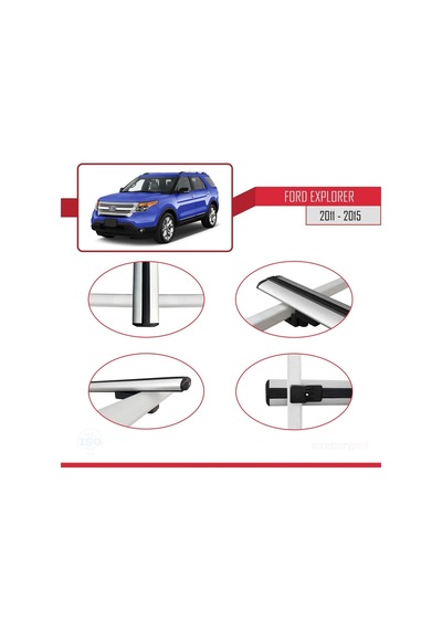Ford Explorer 2011-2015 Arası İle Uyumlu Basic Model Ara Atkı Tavan Barı Gri 3 Adet