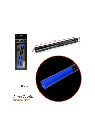 Pmx Çubuk Anten Spor Alüminyum Mavi-karbon 12 Cm