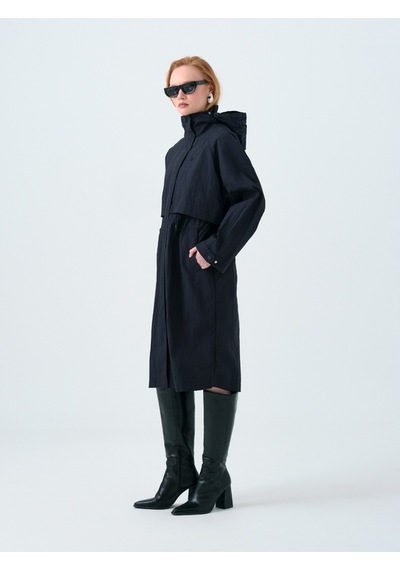Regular Fit Kadın Trenchcoat Koyu Lacivert