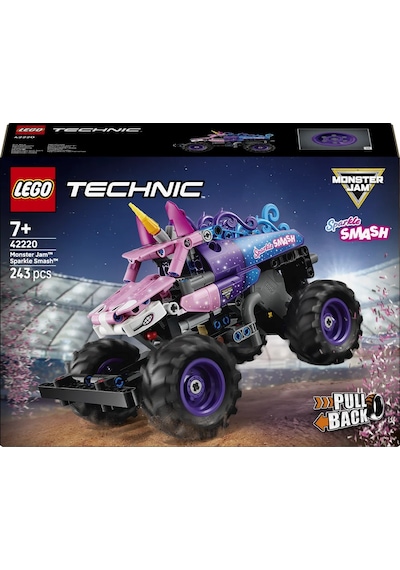 LEGO® Technic Monster Jam™ Sparkle Smash™ Çek–Bırak 42220 – 7 Yaş ve Üzeri için Orijinal Detaylar İçeren Oyuncak Yapım Seti (243P)