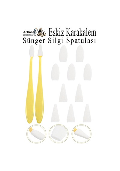 Sünger Silgi Satula 12 Parça 1 Paket Karakalem Eskiz Karıştırıcı Dağıtıcı Sünger Silici Sileceği Spatulası
