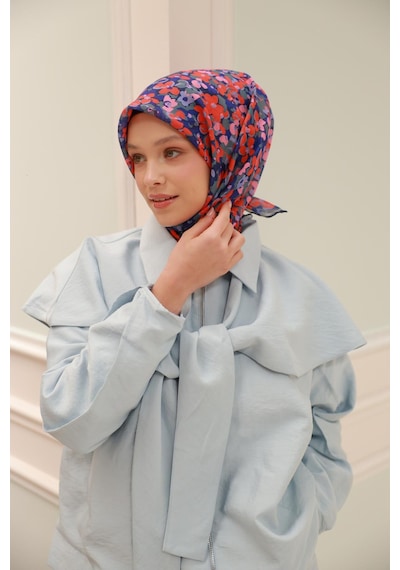 Silk Home Soft Eşarp 73081-21 Lacivert, Pembe, Turuncu, Yeşil Grilacivert, Pembe