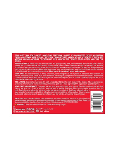 Starbrite - Tik Koruyucu Sealer - Natural Light 946 Ml : Tik Ağacınız İçin Bakımı Unutturan, Tropik Güneşe Ve Tuza Karşı Ultimate Sealer