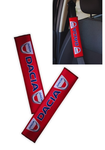 Dacia Logolu Dijital Baskılı Emniyet Kemer Pedi / 2 Li Set Konforlu Ve Şık Araç Seyahat Aksesuarı