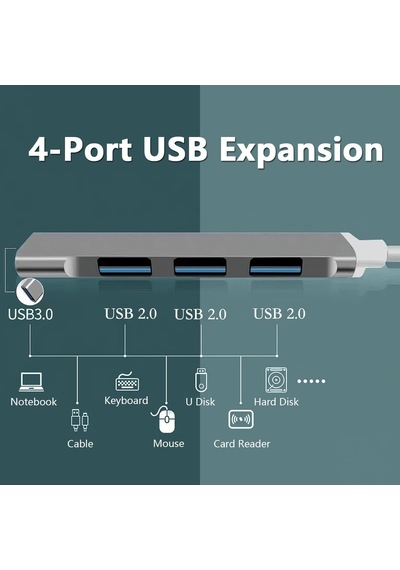 Lexroo 4'ü 1 Arada Usb C Adaptörü, 4 Usb 3.0 Bağlantı Noktası