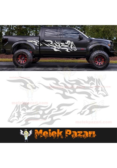 Tribal Kurt Oto Sticker. Sağ Sol Set