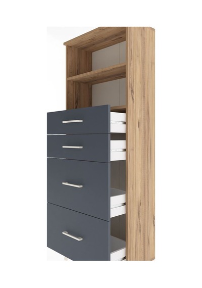 Arges Dolap 2 Raflı 4 Çekmeceli 60x30x163 Çam-antrasit Atlas Çam