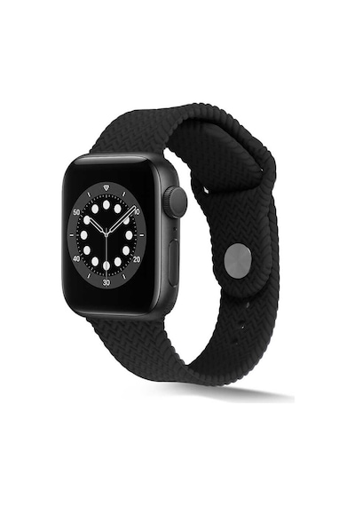 Ekılıf - Apple Uyumlu  Watch 38mm - Kordon Silikon Kordon Krd-37 - Siyah
