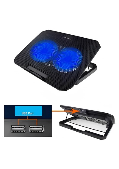 Fırsatkolik Mey İthalat Çift Fanlı Laptop Soğutucu Stand 17 İnç Uyumlu 8 Kademeli Ayarlı Usb Girişl