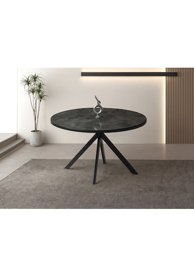 Ahşap Yuvarlak Açılır Büyüyen Yemek Masası Mermer Desen 70x120cm
