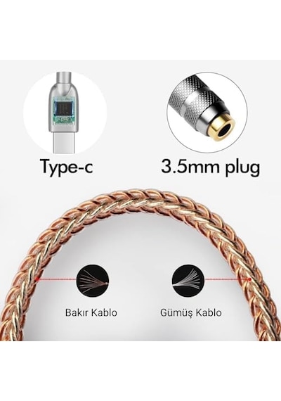 Type-c - 3.5 Alc5686 Çip Hifi Dac Ses Kartı Kulaklık Kablosu Usb Başlık