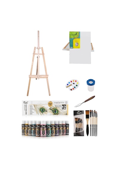 Mastermix Akrilik Metalik Renkler 50X70 Tuval-Şövale Set