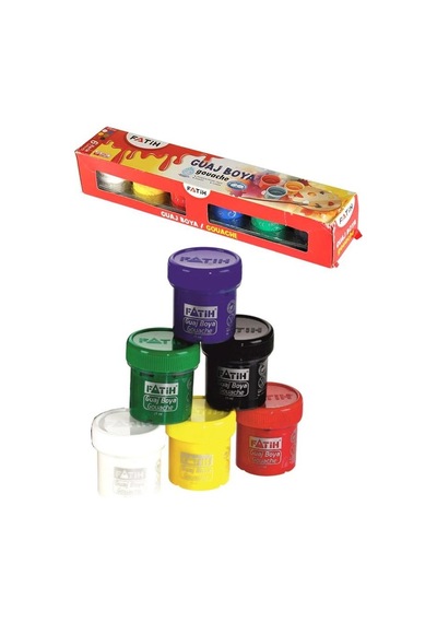 Guaj Boya 6 Renk 25 Ml 1 Paket Fatih Guaj Boya Seti 6 Lı Su Bazlı Şişe İçerisinde Okul Resim Çok Renkli