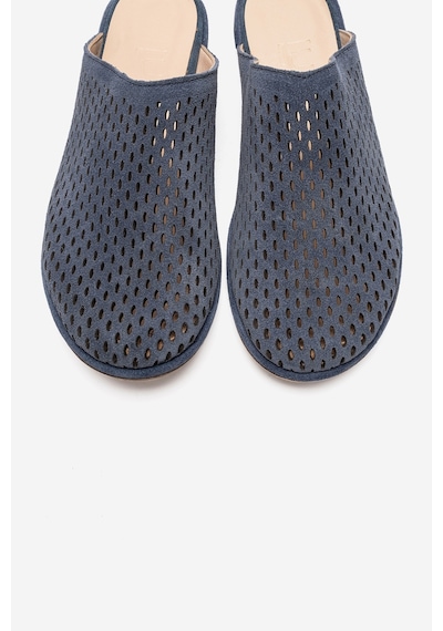 Luvishoes Melara Kot Mavi Süet Hakiki Deri Delikli Önü Kapalı Kadın Terlik