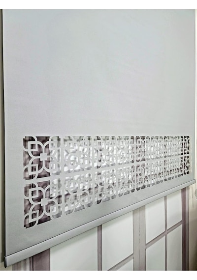 Stor Perde Desenli Lazer Kesim Kalın Kumaşlı Ml105 Gri