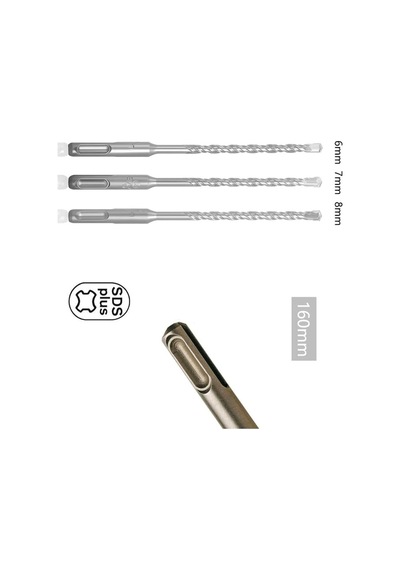 Kırıcı Delici Hilti Için Sds Plus Elmas Uçlu Matkap Ucu Seti 3 Parça 6mm-7mm-8mm