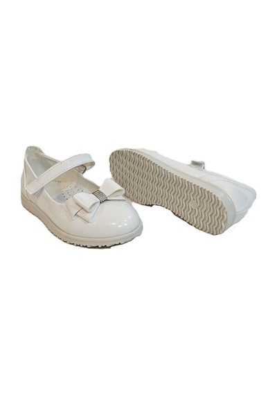 Fiyra 9010 Beyaz Rugan Cırtlı Kurdeleli Kız Çocuk Babet Beyaz