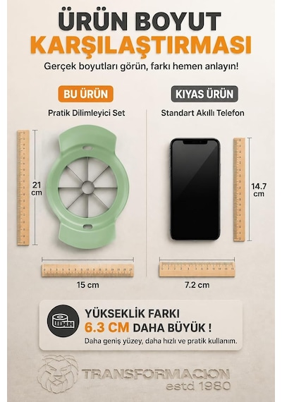 Pratik Çok Fonksiyonlu Meyve Sebze Dilimleyici Seti - Paslanmaz Çelik Değiştirilebilir Bıçaklı Elma Patates Mango Genel