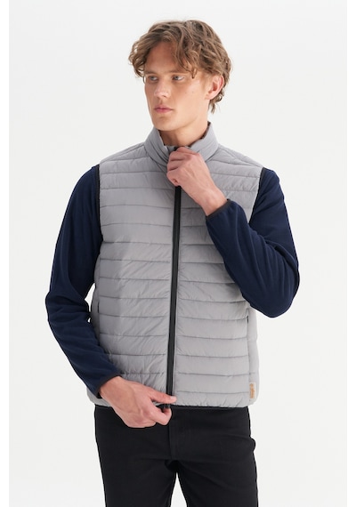 Wrangler Regular Fit Dik Yaka Şişme Yelek Erkek Yelek W2520511 035 Gri