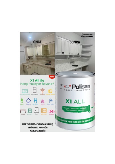 Polisan X1 All Yeni Nesil Dönüşüm Boyası Beyaz - Dolap-fayans-cam-plastik-ahşap-duvar Diğer