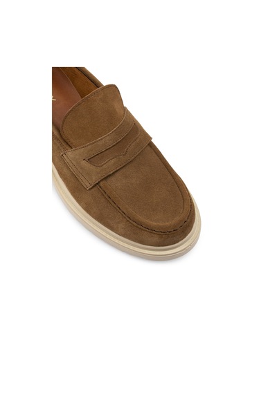 Deery Hakiki Süet Vizon Rengi Loafer Kadın Ayakkabı - 01903zvznp02 Vizon