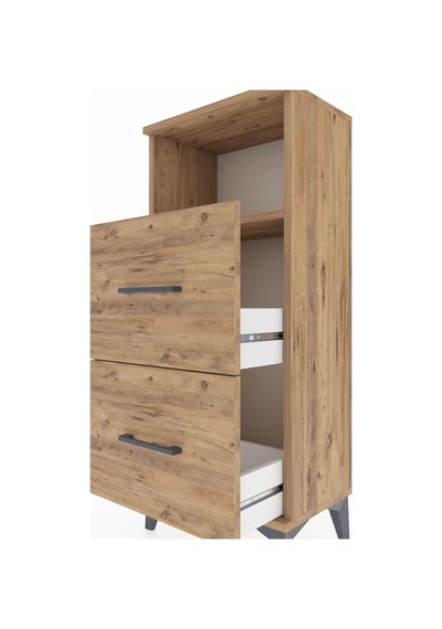 Arges Komodin Tek Raflı 2 Çekmeceli 44x30x106 Çam-çam Çam