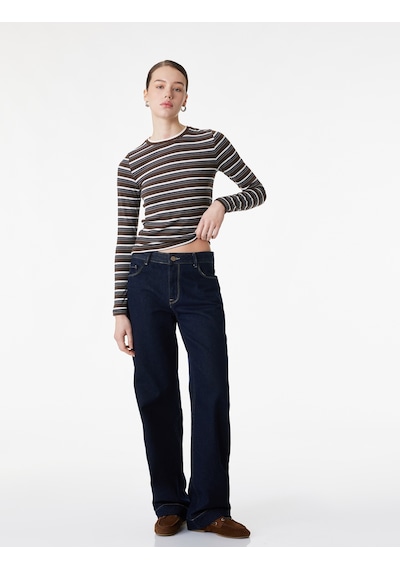 Koton Slim Fit Uzun Kollu Bisiklet Yaka Çizgili Tişört Kahverengi Çizgili 6sak80111ek Kahve Çizgili Koton Slim Fit Uzun Kollu Bisiklet Yaka Çizgili Tişört Kahverengi Çizgili 6sak80111ek Kahve Çizgili