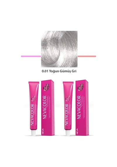 2 Li Set Premium 0.01 Yoğun Gümüş Gri - Kalıcı Krem Saç Boyası 2 X 50 G Tüp