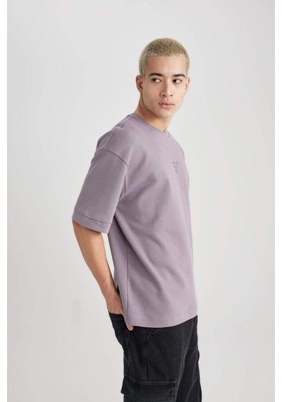 DeFacto Loose Fit Bisiklet Yaka Baskılı Kısa Kollu Ağır Kumaş Tişört B9675AX23WNPR221