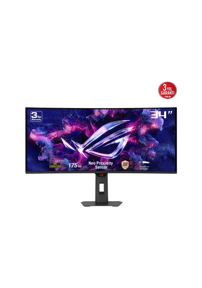 Asus Rog Strıx Xg34wcdg 34 Oled Kavisli 3840x1440 0.03ms 175hz 250cd Dp Hdmı Usb-c Yok Vesa 3yıl Elmb Hdr 400 True Black Yükseklik Ayarlı Yakınlık Sen