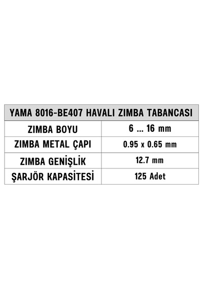 Yama 8016-BE407 Havalı Zımba Tabancası