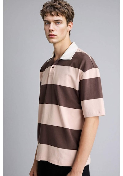 Defacto Loose Fıt Polo Yaka Kısa Kollu Polo Tişört G2048ax26spbn151 Kahve-bn151