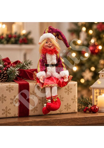 Beysüs Yılbaşı Çam Ağacı Süsü Fuşya Uzun Saçlı Elf Figürü 36 Cm