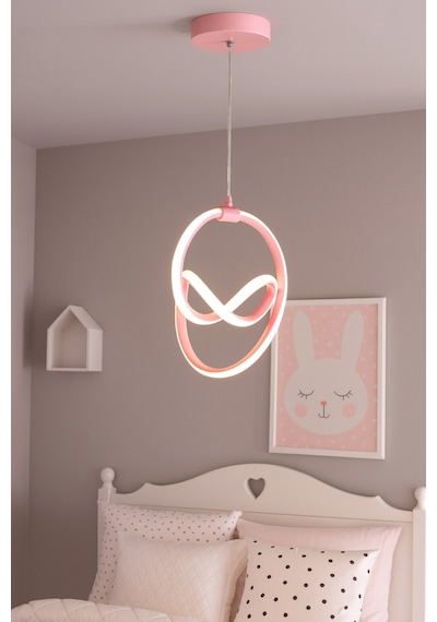 Doruk Pembe Renk Modern Tasarım - Salon - Mutfak - Hol Beyaz Led Sarkıt Avize Pembe