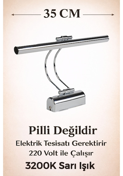 Merwish 35 Cm Flüt Led Aplik 3200k Sarı Işık Kablolu Duvar Apliği 220v Elektrik Bağlantılı Modern Tasarım Krom