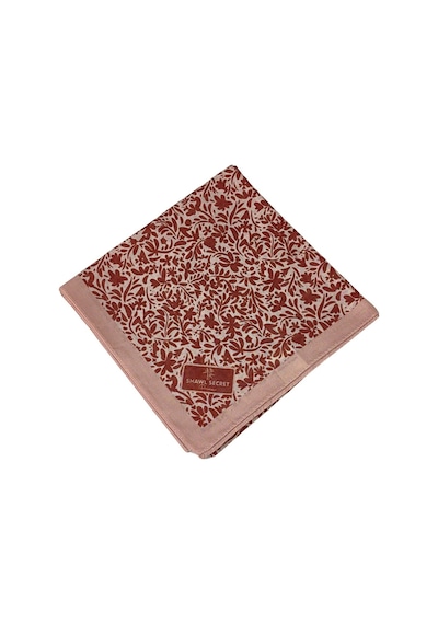 Mim Eşarp Mim Prime Pamuk Çiçek Desenli Eşarp 90x90 Cm Kiremit - Pudra