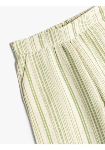 Koton Bol Paça Pantolon Beli Bağlamalı Pamuklu Yeşil Çizgili 4smg40051aw Yeşil Koton Bol Paça Pantolon Beli Bağlamalı Pamuklu Yeşil Çizgili 4smg40051aw Yeşil