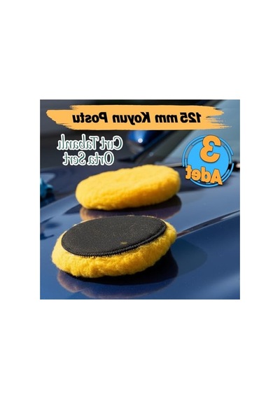 Sarı Renkli 3 Adet Koyun Kuzu Postu Pedi, Ø 125 Mm Pasta Cila