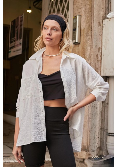 Jument Kadın Likrasız Keten Kumaş Yakalı Cepli Düşük Omuzlu Salaş Oversize Tunik Gömlek-krem Krem Jument Kadın Likrasız Keten Kumaş Yakalı Cepli Düşük Omuzlu Salaş Oversize Tunik Gömlek-krem Krem