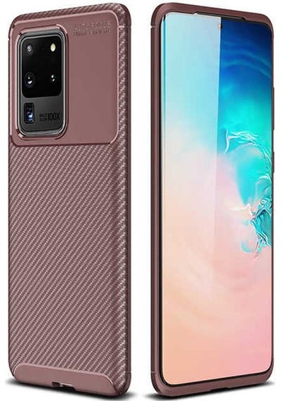 Samsung Uyumlu Galaxy S20 Ultra Kılıf Kamera Çıkıntılı Karbon Fiber Dokulu Renk Atmaz Kapak Negro
