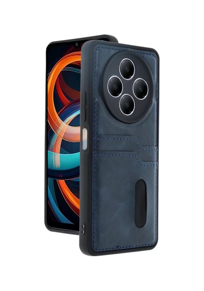 Xiaomi Redmi 14c Kılıf Sara Kartvizitli Deri Kılıf - Lacivert -