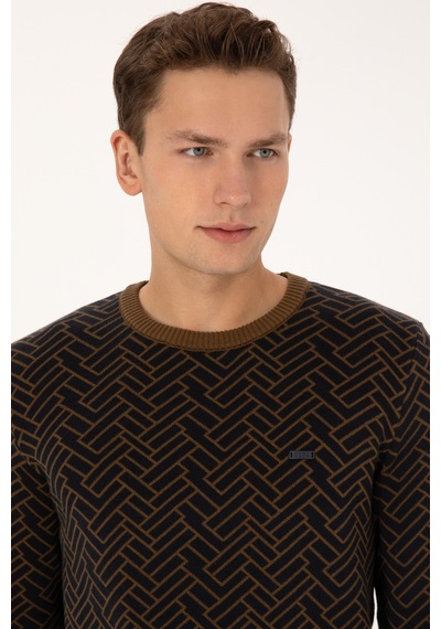U.S. Polo Assn. Erkek Slim Fit Bisiklet Yaka Haki Kazak 50308343-VR027