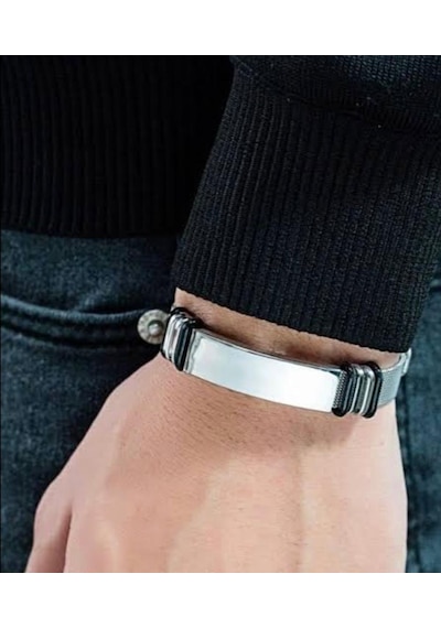 Tamamı Çelik Silver Kemer Kordonlu Şık Çelik Bileklik 23 Cm
