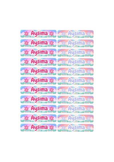 Kişiye Özel 22 Adet Gökkuşağı Ve Çiçek Konseptli Kitap Etiketi - A4 Parlak Kuşe Sticker Diğer