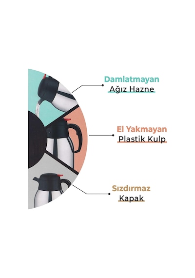 Penguen 2 Litre Çelik Termos Png-1200p, Penguen Çay Termosu Çok Renkli
