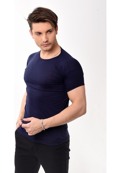 Erkek Slim Fit Bisiklet Yaka Kısa Kollu T-Shirt Tişört 10 Renk