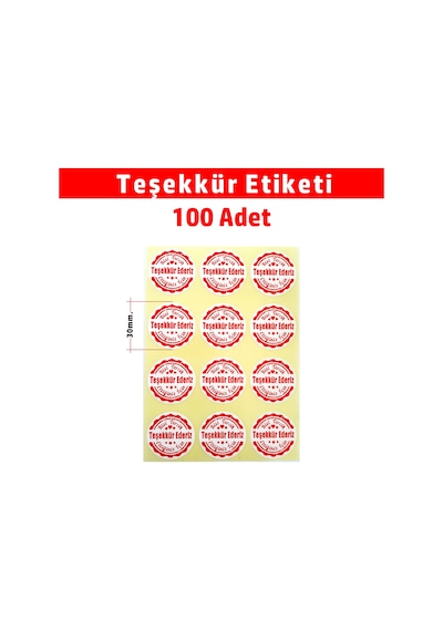 Bizi Tercih Ettiğiniz Için Teşekkür Ederiz Sticker 100 Adet
