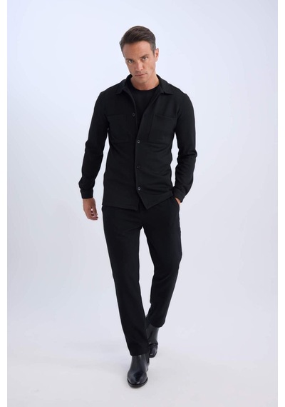 DeFacto Regular Fit Polo Yaka Gömlek Ceket D7243AX25SPBK81